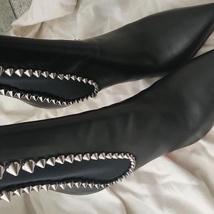 CHRISTIAN LOUBOUTIN Spikita Stud Spike Black Leather Ankle Boot worn once